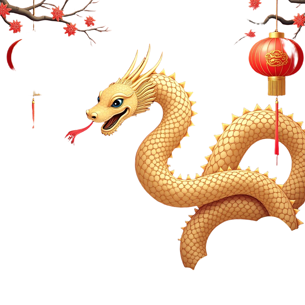 Golden Dragon with Lanterns